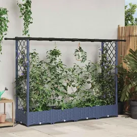vidaXL Hochbeet mit Rankgitter und Dach 203 x 40 x 123 cm Grau