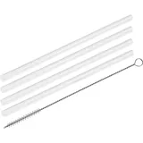 Fackelmann Glas Trinkhalme Ø5 mm mit Reinigungsbürsten Rio Party, wiederverwendbare Strohhalme für jeden Anlass, umweltfreundliche Trinkröhrchen (Farbe: Transparent), Menge: 4 Halme + 1 Bürste