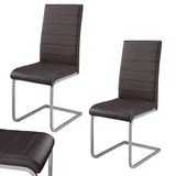 Juskys Freischwinger Stuhl Vegas mit Kunstleder - Braun