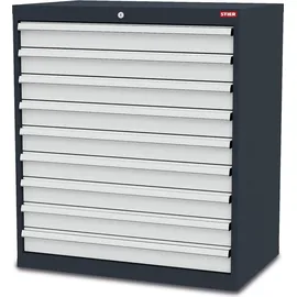 Stier Schubladenschrank mit 9 Schubladen BxTxH 900x575x1020 mm RAL 7016 / RAL 7035