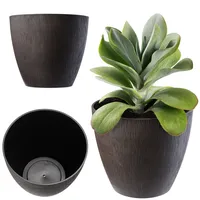 Kadax Pflanztopf, Blumentopf aus Kunststoff, 38 cm, Dunkelbraun