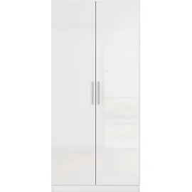 Rauch Mehrzweckschrank RAUCH "Garderobe Kleiderschrank Schrank Schuhschrank Putzschrank MINOSA", weiß (alpinweiß, hochglanz weiß, griffe alu), B:91cm H:197cm T:41cm, Holzwerkstoff, Schränke, Mehrzweckschrank, In 4 Breiten mit vielen Einlegeböden für viel