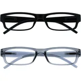 OPULIZE Die Lesebrille Unternehmen Schwarz & Grau Leicht Komfortables Leser Wert 2er-Pack Herren Frauen RR32-17 +1,00