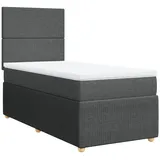 vidaXL Boxspringbett mit Matratze Dunkelgrau 100x200 cm Stoff