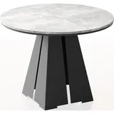 WFL GROUP Esstisch Hellgrau, Holzwerkstoff, 10-Sitzer, Rund,Rund, 120x76x120 cm Esszimmer oder Küche - 120 bis 200 cm - EU - Graue... - Grau