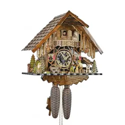 Engstler -Kuckucksuhr 8 Tage Laufwerk Holzhacker Plexiglasfront 35cm- 2871/8