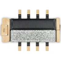 H.koenig WOD360/Raclette-Gerät für 8 Personen, Stein Granit und Naturholz,