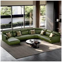 Xlmoebel Wohnlandschaft U-förmiges Ecksofa in modernem Grün aus Kunstleder, 3 Teile, Made in Europa grün