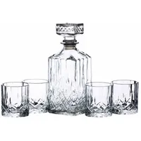 Bar Craft BarCraft Whisky Karaffe und Glas Geschenkset, geschliffenes Glas, 5-teiliges Set, 900ml Karaffe mit Silikonverschluss und 4x Gläser, 26 x 10 x 24cm