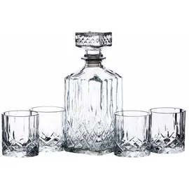 Bar Craft BarCraft Whisky Karaffe und Glas Geschenkset, geschliffenes Glas, 5-teiliges Set, 900ml Karaffe mit Silikonverschluss und 4x Gläser, 26 x 10 x 24cm