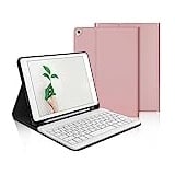 IVEOPPE Tastatur iPad 9. Generation, iPad 10.2" Tastatur mit Hülle (iPad 9./8./7. Generation), Magnetisch Abnehmbarer mit QWERTZ Tastatur für iPad Air 3 und iPad Pro 10.5, Bonbonrosa