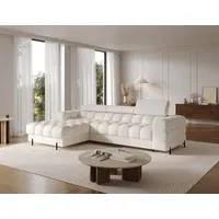 moeblo Polsterecke, Eckcouch Wohnlandschaft Sofa mit Ottomane Eckgarnitur - Ecksofa Neviro L - Weiß (Amore 01) - Weiß