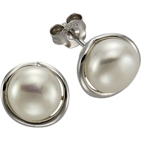 ZEEme Pearls Ohrstecker 925/- Sterling Silber Süßwasserzuchtperle Weiß 1 05Cm Glänzend