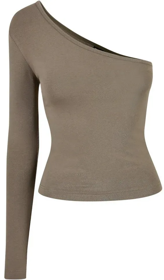 URBAN CLASSICS Langarmshirt Urban Classics Damen Ladies Asymmetric Longsleeve (1-tlg) grün XL
