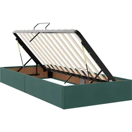 vidaXL Bett mit LED-Lichtleisten Dunkelgrün 180 x 200 cm Samt