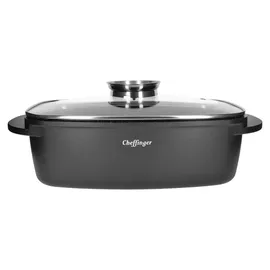 Cheffinger Auflaufform mit Deckel Induktion Pfanne Schmortopf Marmorbeschichtung Aluguss 32cm