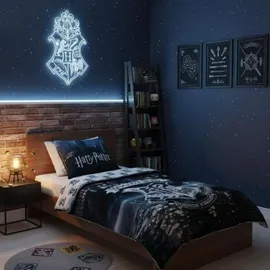 HARRY POTTER - Glow in the Dark, - Leuchtet im Dunkeln - Bettwäsche-Set mit Wendemotiv, 135x200 & 80x80 - Schwarz