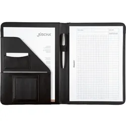 Jüscha Alassio Schreibmappe A4 MARES FINEtouch-Lederimitat Aktenmappe Businessmappe Konferenzmappe schwarz 96086