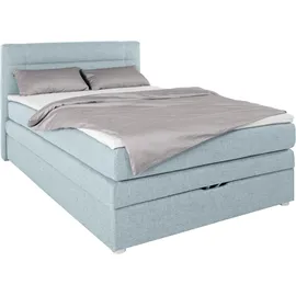Jockenhöfer Boxspringbett JOCKENHÖFER GRUPPE "Carmen", grün (türkis 369, 03), B:154cm L:217cm, Komplettbetten, Boxspringbett, mit Bettkasten und Topper, erhältlich in 120 & 140cm Breite
