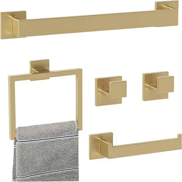 JORDAN&JUDY 5-teiliges Handtuchständer-Set in Gold, im Luxusstil, Badezimmer-Organizer