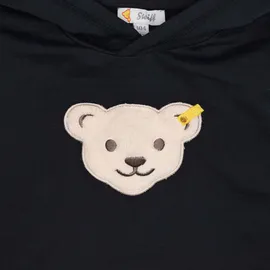 Steiff Kinder Hoodie - Sweatshirt mit Kapuze, Teddy-Applikation, Cotton Stretch Dunkelblau 128