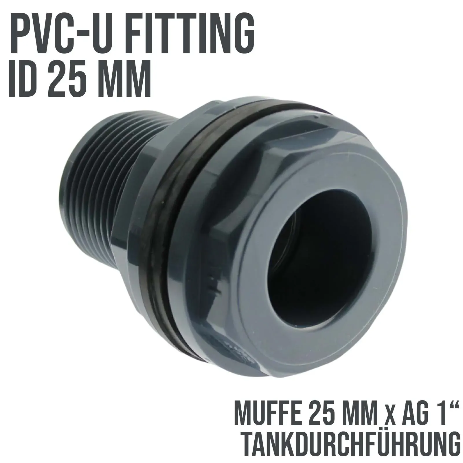 25 mm x 1 Zoll PVC-U Tankdurchführung Klebemuffe auf Klebemuffe x Außengewinde ..."