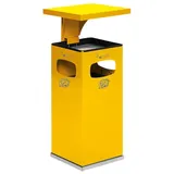 Proregal Kombiascher mit verstärktem Schutzdach 38 Liter, HxBxT 91 x 39,5 x 39,5 cm Verzinkter Stahl Gelb