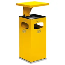 Proregal Kombiascher mit verstärktem Schutzdach 38 Liter, HxBxT 91 x 39,5 x 39,5 cm Verzinkter Stahl Gelb