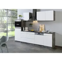 Held Küchenzeile Cardiff 280 cm weiß hochglanz/eiche vintage nachbildung