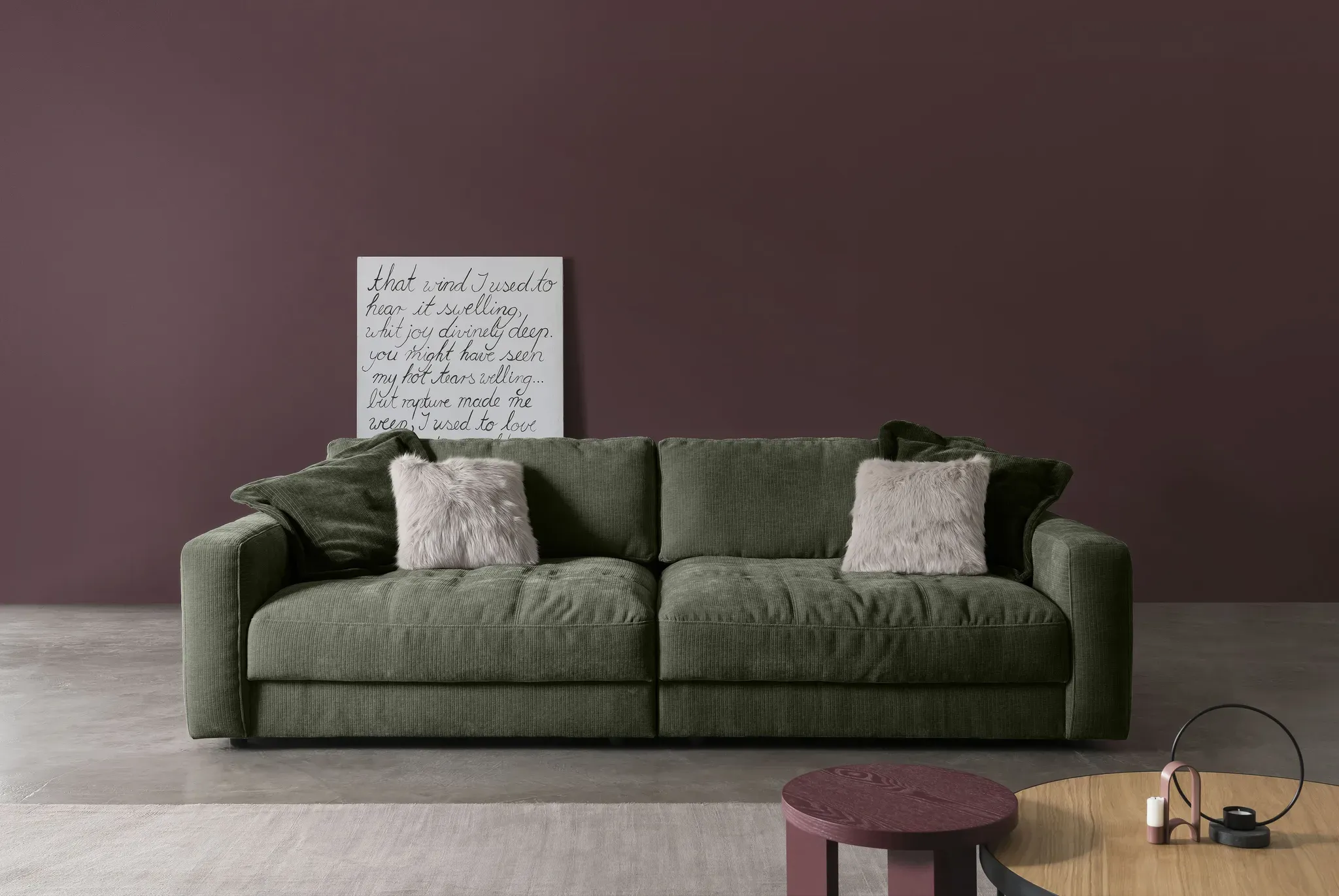 Big-Sofa BETYPE "Be Comfy", grün (mayfly), B:264cm H:84cm T:111cm, 100% Polyester, Sofas, legerer Sitzkomfort, wahlweise mit manueller Sitztiefenverstellung