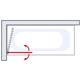 Schulte Home Schulte Duschwand Mattschwarz, 80 x 140 cm, 5 mm Sicherheits-Glas Wave, Duschabtrennung für Badewanne - Schwarz