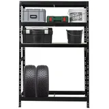 Proregal Reifenregal Tiger HxBxT 180 x 120 x 40 cm bis zu 6 Reifen auf 1 Ebene | 3 Ablagen Schwarz