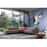 Egoitaliano Ecksofa Stefanie-e, Designsofa der Extraklasse, bequem mit hohem Sitzkomfort, mit Relaxfunktion und verstellbaren Kopfteilelementen braun