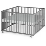 Sämann – make a difference. Laufgitter, Grau, Holz, Echtholz,Buche, 120x74x120 cm, Babymöbel, Laufstall Baby