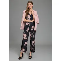 LAURA SCOTT Jumpsuit LAURA SCOTT, Damen, Gr. 40, N-Gr, schwarz, geblümt, Jersey, Obermaterial: 95% Polyester, 5% Elasthan, geblümt, bequem, V-Ausschnitt, Overalls Jumpsuit, für den eleganten Anlass mit floralem Muster