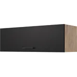 Flex-Well Exclusiv Kurz-Oberschrank Capri 100 x 32 cm Schwarz Matt-Endgrain Oak