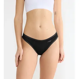 SLOGGI String SLOGGI "GO Crush", Damen, Gr. L, schwarz, Single Jersey, Obermaterial: 95% Baumwolle, 5% Elasthan, Unterhosen String, mit Spitzendetails,, uni, gemustert