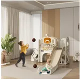 aiyaplay Klettergerüst 7-in-1 mit Rutsche und Tunnel Weiß