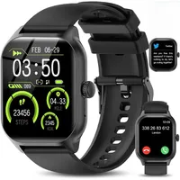 LAOYABB Smartwatch Damen Herren mit Telefonfunktion, 2.01" HD Touchscreen Fitness Tracker mit Pulsuhr, Schrittzähler, Schlaftracker, IP68 Wasserdicht Sportuhr Fitnessuhr für Android iOS