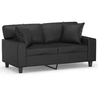 vidaXL 2-Sitzer-Sofa mit Zierkissen Schwarz 120 cm Kunstleder