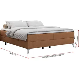 MKS Meble Boxspringbett ohne Kopfteil mit Bettkasten, Bett niedriges Kopfteil, Polsterbett ohne Kopfteil - LESS - 140x200cm - Orange - H4 - Orange