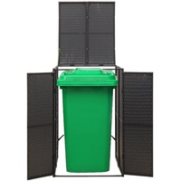 Tidyard Mülltonnenbox für 1 Tonnen Mülltonne Müllbox Mülltonnenverkleidung Müllcontainer Gerätebox Schwarz 70x80x117 cm Poly Rattan