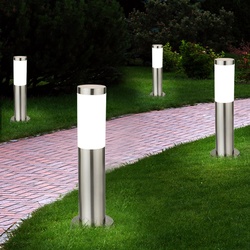 4er Set Edelstahl Steh Leuchten Außen Beleuchtungen im Set inklusive LED Leuchtmittel