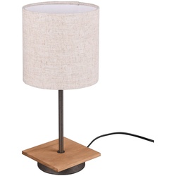 Schreib Tisch Lampe Holz Wohn Ess Schlaf Arbeits Zimmer Stoff Schirm Leuchte Nacht Licht im Set inkl. LED Leuchtmittel