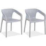 Homestyle4u Gartenstuhl 2er Set in Grau 2688