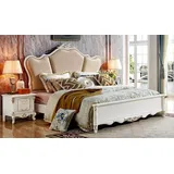 JVmoebel Schlafzimmer-Set Bett Schlafzimmer Set Weiß Stil Leder Betten Nachttisch 3tlg Weiß, Made in Europa weiß