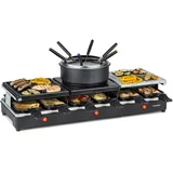 Klarstein Fonduelette XL, 3-in-1 Raclettegrill Fondue Naturstein 1650W 12 Pers