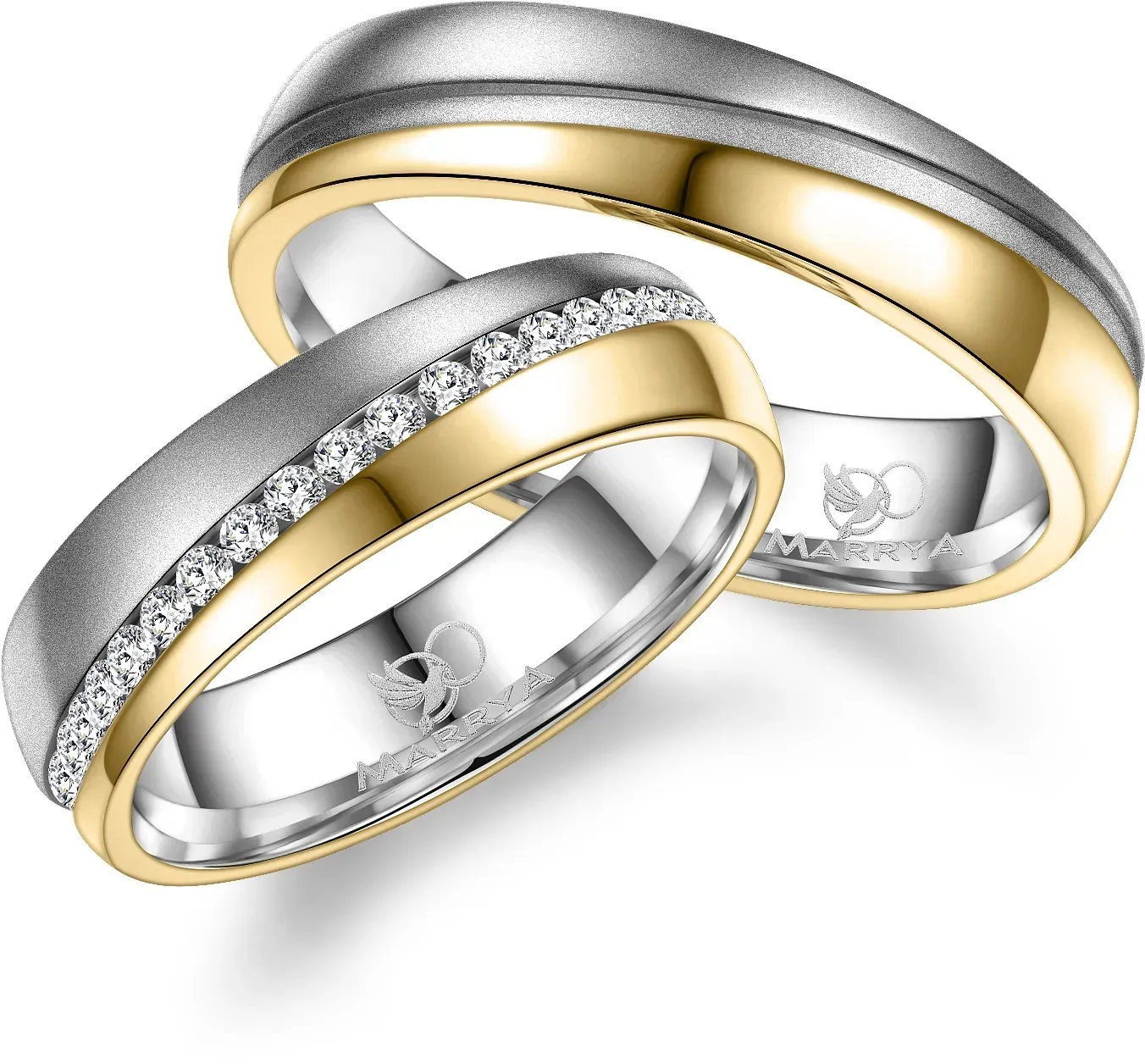 Partnerring MARRYA "Edelstahl Ringe Trauringe Eheringe Partnerringe" Fingerringe Gr. 58, Edelstahl, goldfarben (herren ring, silber, gold) Damen