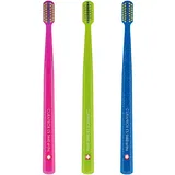 Curaprox 3 x Zahnbürste CS 5460 Ortho - Handzahnbürste mit Spezialschnitt für Zahnspangen mit 5460 Ultra Soft CUREN Borsten - 3 Stück, zufällige Farbe