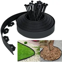 10 M Kunststoff-rasenkante – Flexible Gartenumrandung Mit 30 Verankerungsstiften, Dekorative Garten-rasenkante, Schwarz